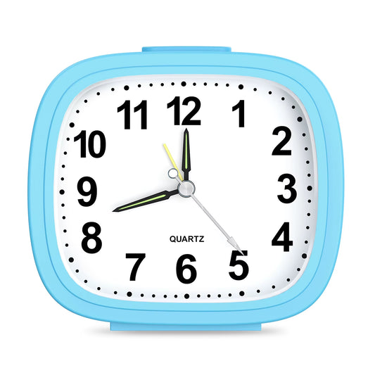 Silent Alarm Clocks Bedside Non Ticking Battery Powered Table Clocks Luminous Analogue Clock for Heavy Sleepers Travel