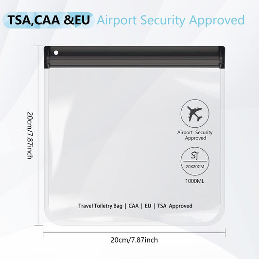 4-Pack Clear TSA Approved Toiletry Bags - 1 Litre Airport Security Bags
