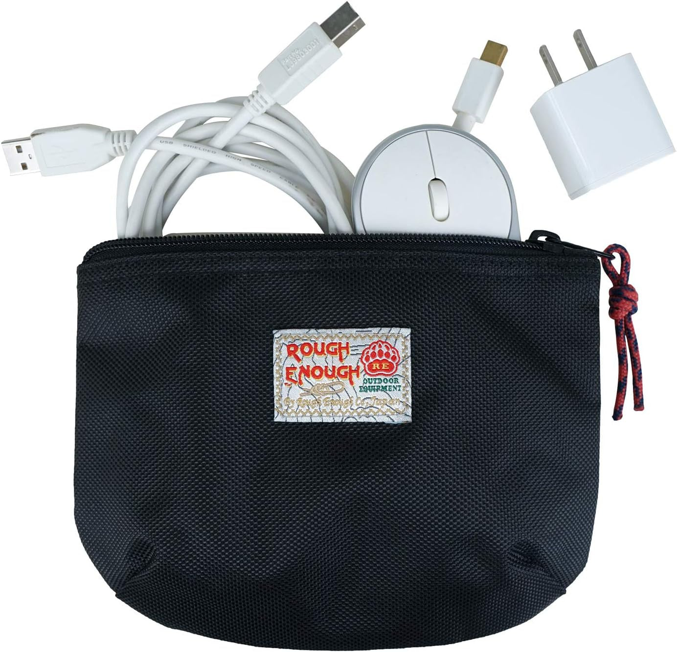 Rough Enough Small Tech Organizer Travel Case for Electronics & Cords - Cable Storage Bag Black