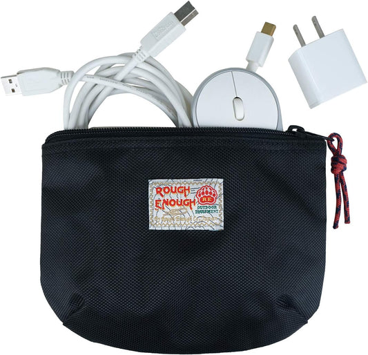 Rough Enough Small Tech Organizer Travel Case for Electronics & Cords - Cable Storage Bag Black