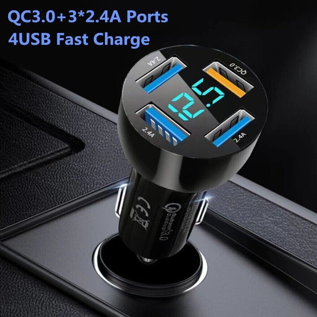 4 Port USB Super Fast Car Charger Adapter for Iphone Samsung Android Cell Phone