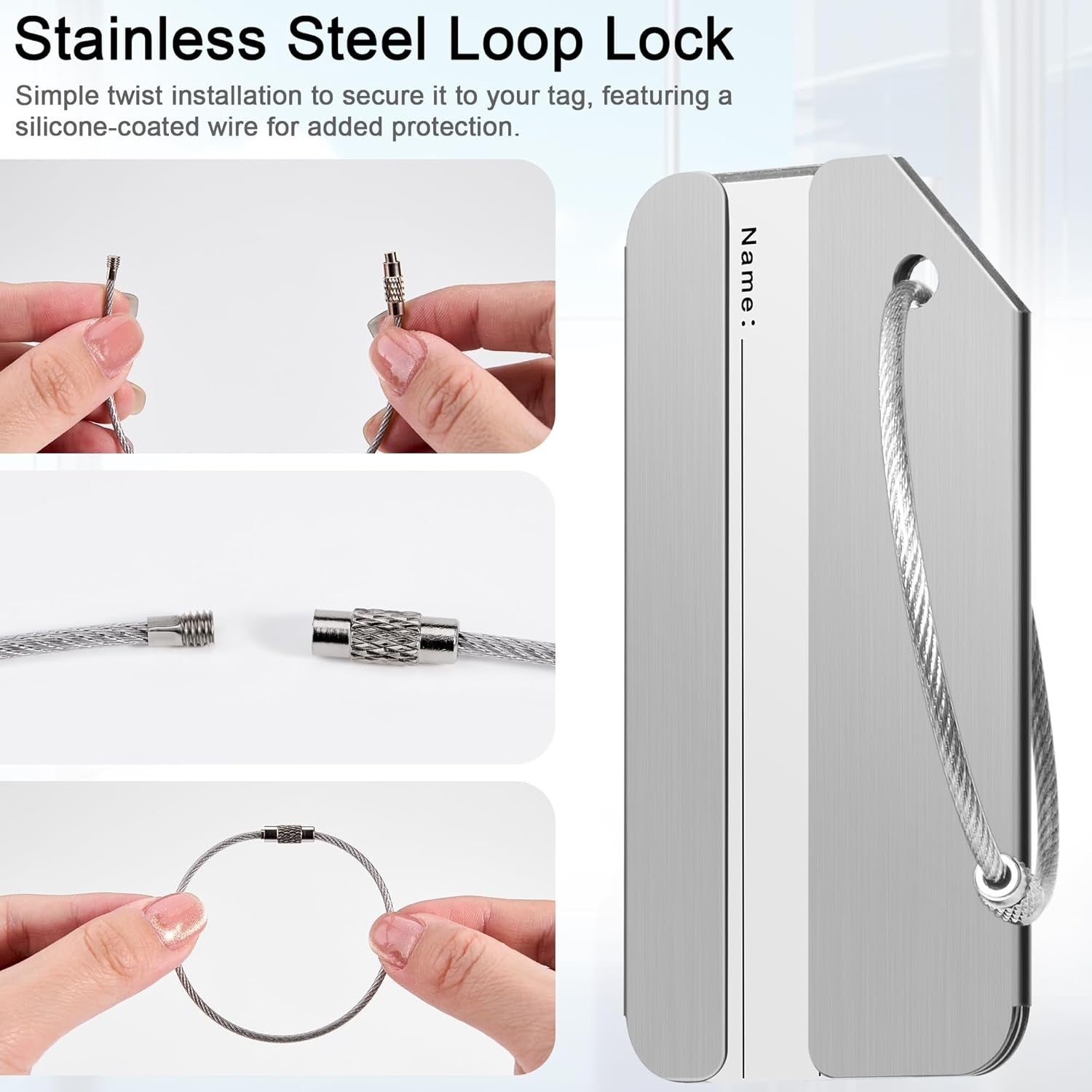 Versatile Luggage & Bag Tags Set of 3 - Aluminum with Durable Stainless Steel