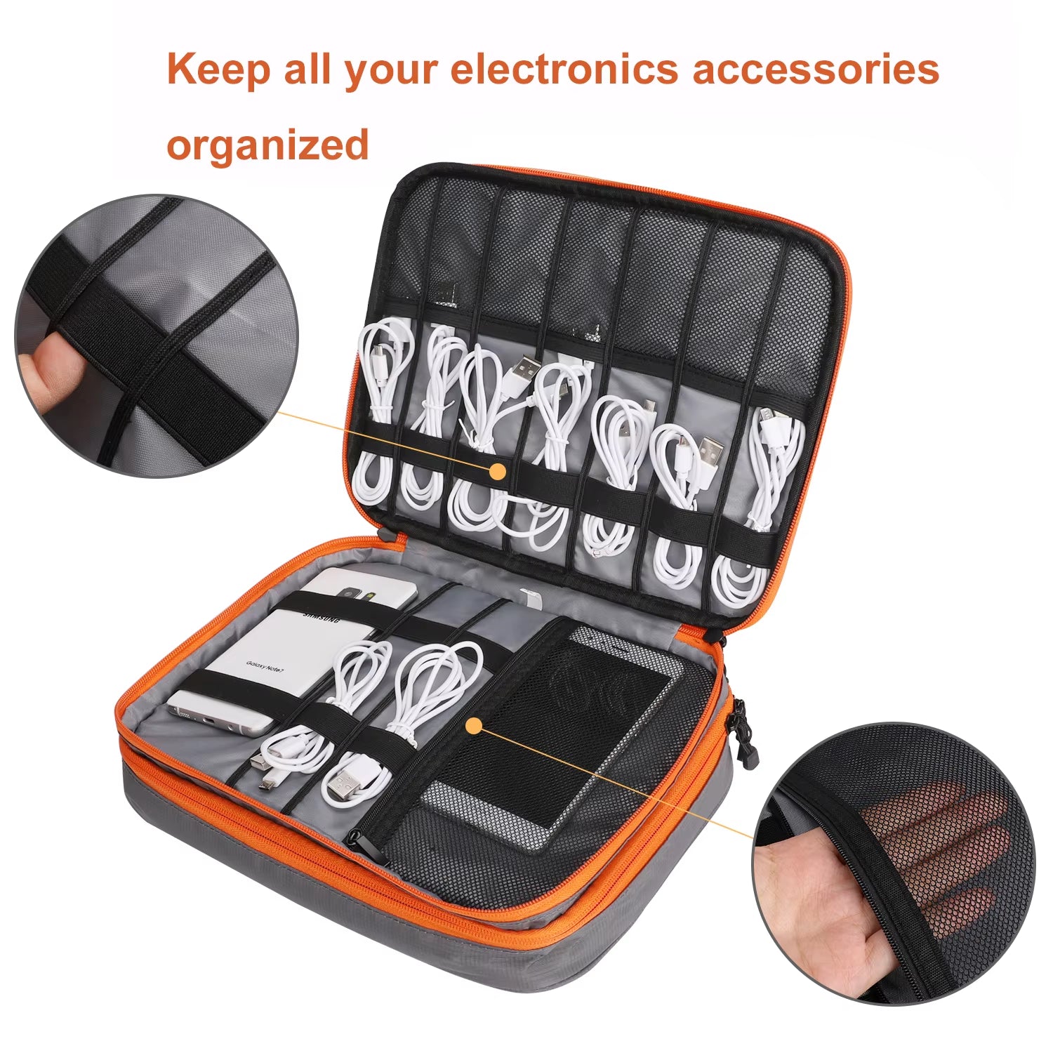 Double Layers Large Capacity Travel Electronic Accessories Organizer Bag, Travel Gadget Carry Case, Fit for Ipad,Iphone,Cables