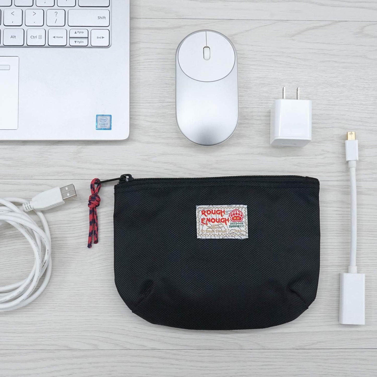 Rough Enough Small Tech Organizer Travel Case for Electronics & Cords - Cable Storage Bag Black