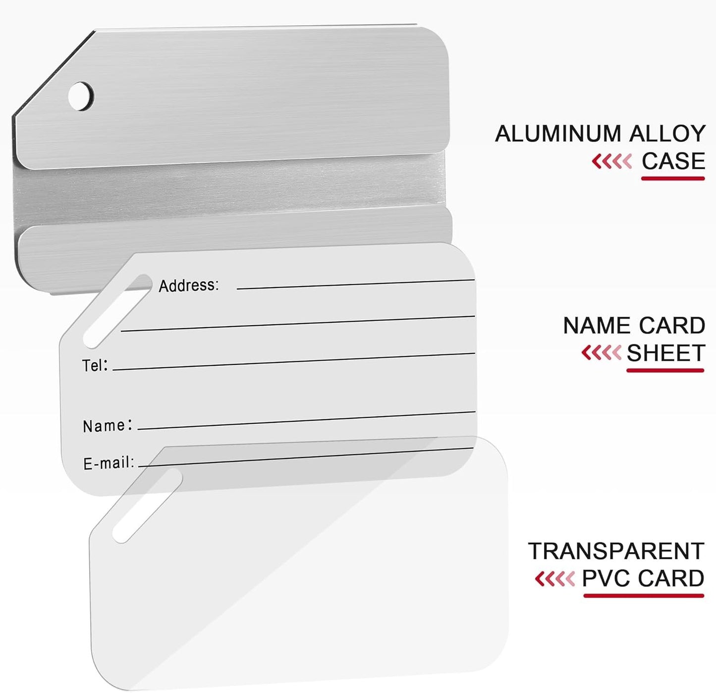 Versatile Luggage & Bag Tags Set of 3 - Aluminum with Durable Stainless Steel